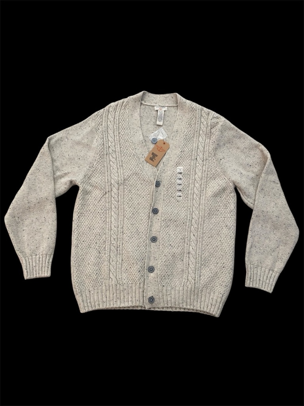 NWT Dockers Men’s XL Cardigan Sweater Oatmeal Cable Knit Speckled Grandpacore
